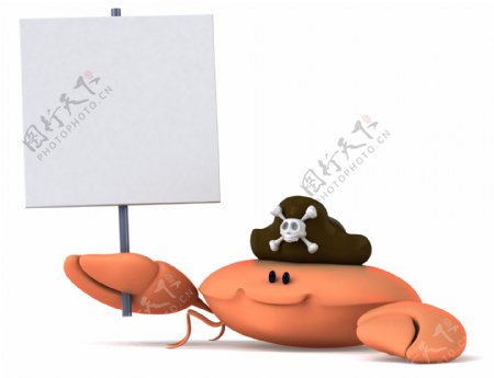 卡通螃蟹与广告牌图片