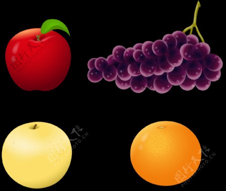 橙子苹果葡萄图标免抠png透明图层素材