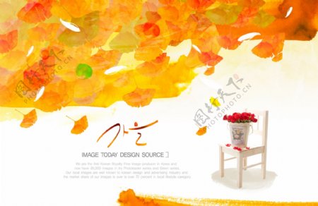 韩国秋季手绘背景