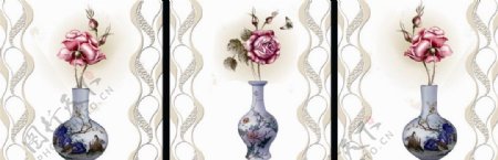 复古花瓶花纹装饰画