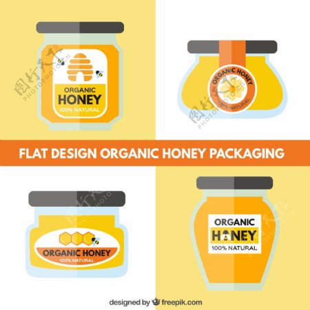 包装设计的有机蜂蜜罐
