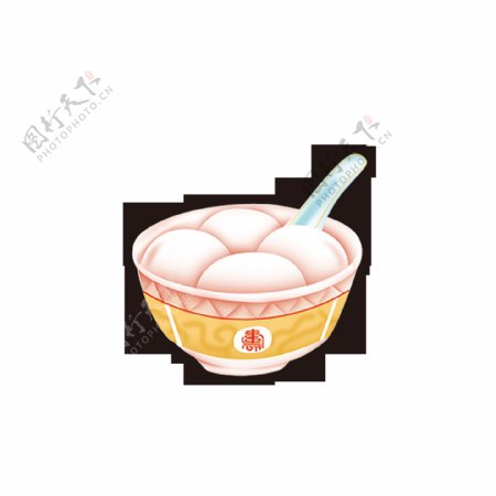 白色汤圆勺子元素