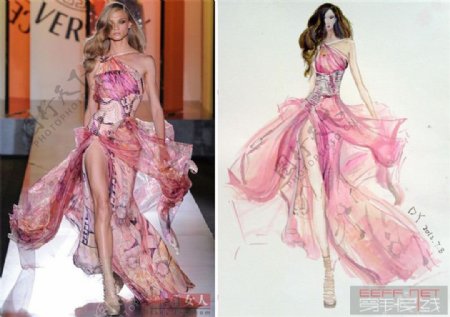 粉色女装设计与实物对比图