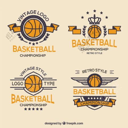复古风格的篮球徽章