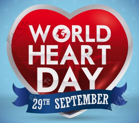 世界心脏日心形宣传海报图片