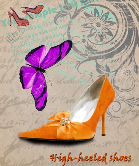 蝴蝶与高跟鞋图片
