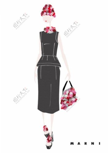 黑色短裙套装设计图
