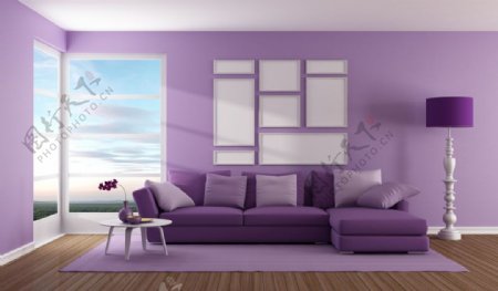紫色客厅设计图片
