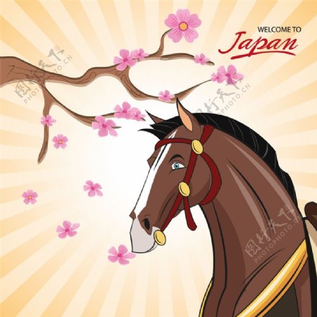 卡通日本樱花设计图片