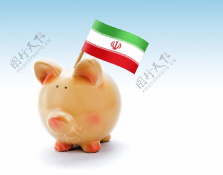 伊朗国旗与存钱罐图片