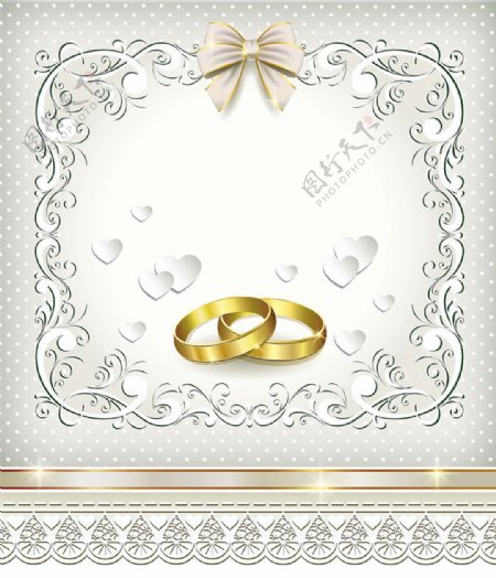 戒指与爱心婚礼花纹图片