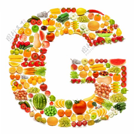 新鲜蔬菜水果字母G图片