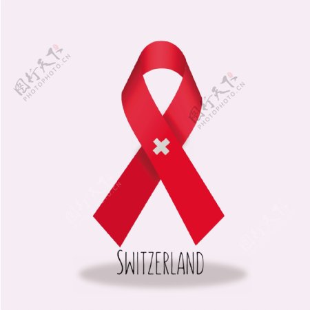 瑞士国旗丝带设计矢量素材