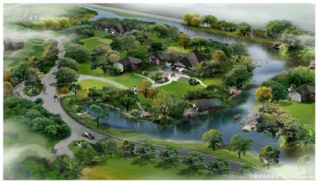 水岸绿洲园林建筑设计图片
