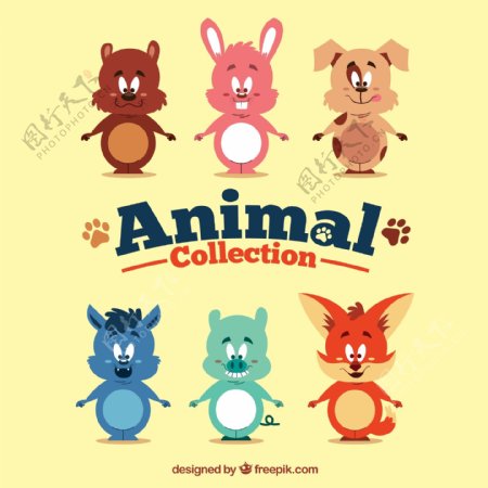 6款可爱卡通动物设计矢量素材