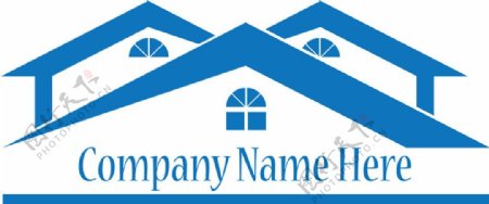 蓝色房屋logo图片