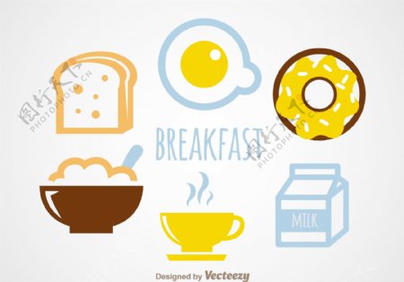 手绘早餐食物图标