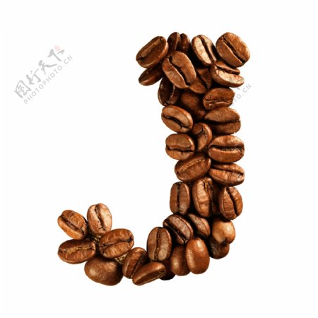 咖啡豆组成的字母J图片