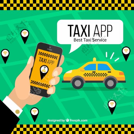 出租车app应用卡通素材