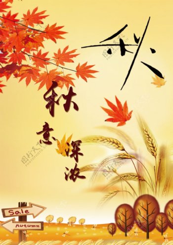秋天深秋枫叶花纹边框装饰矢量素材