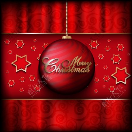 红色圣诞装饰球背景矢量素材