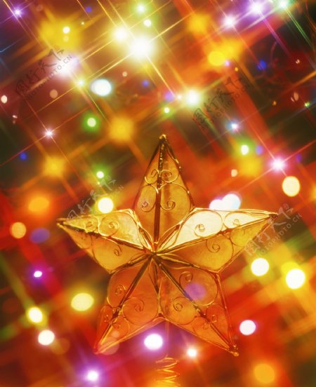 梦幻圣诞五角星素材图片
