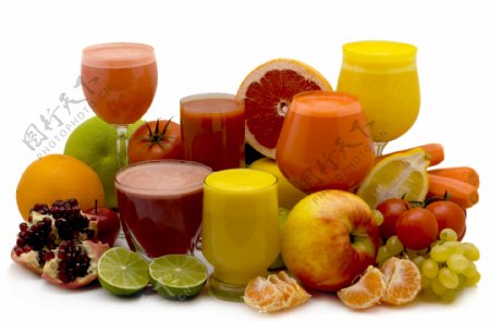 新鲜水果与果汁饮料图片