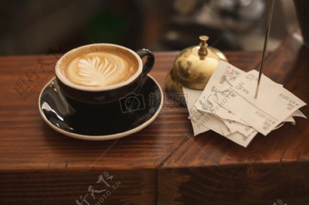 餐厅咖啡杯子卡布奇诺咖啡咖啡厅上午钟票据现金登记结账拿铁摩卡