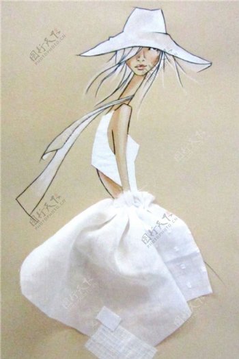 白色连衣裙设计图