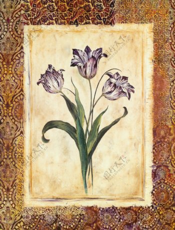 复古紫罗兰油画