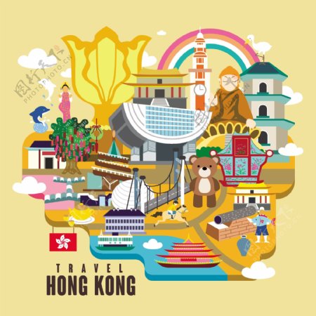 香港景点扁平化