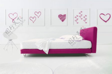 心形壁画卧室效果图图片