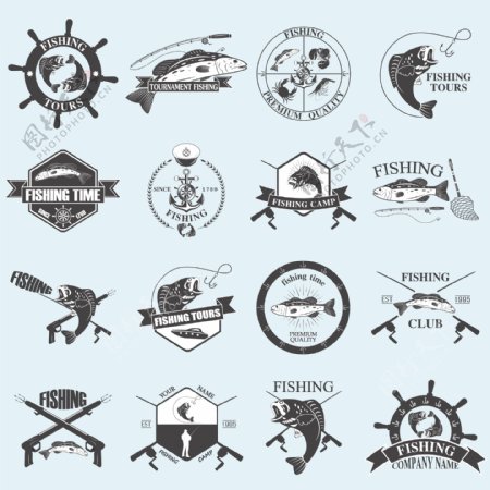 航海钓鱼标志设计