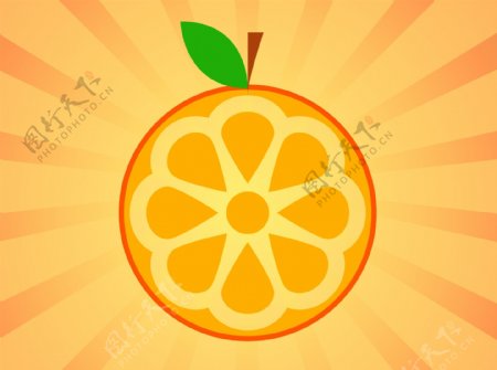 矢量扁平橙子水果图标