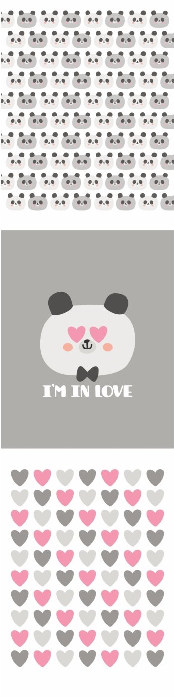 可爱的熊猫恋爱卡片