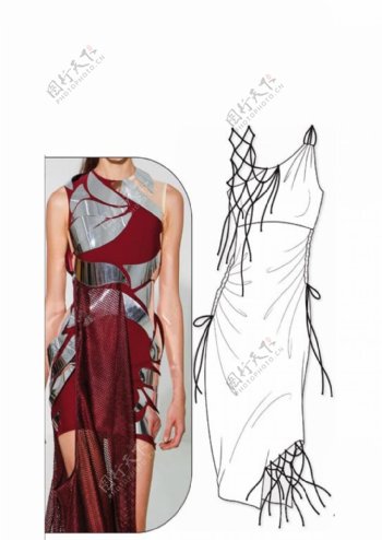 时尚连衣裙设计图与实物对比图