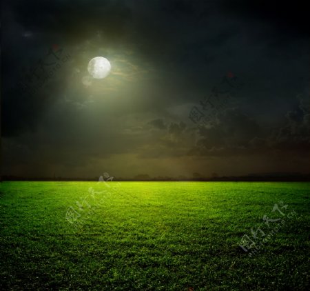 月光下的球场图片