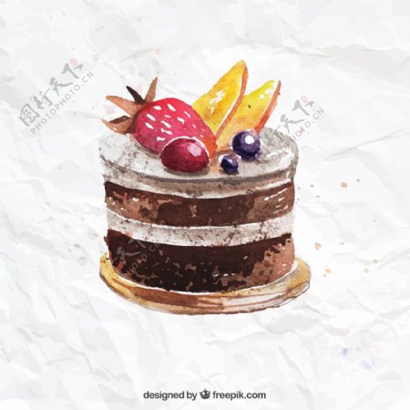 美味水果巧克力蛋糕矢量素材图片