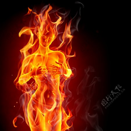 火焰燃烧的性感美女图片
