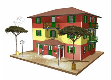 3D公寓模型设计图片