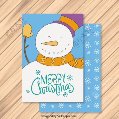 可爱的圣诞雪人卡片