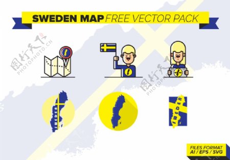 矢量瑞典地图图标
