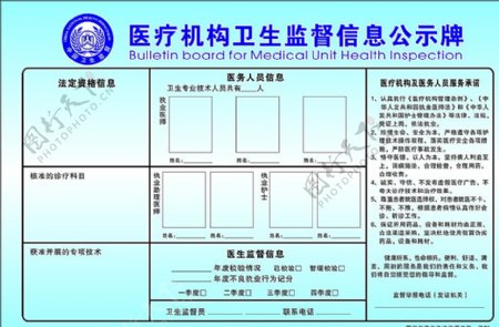 医疗机构卫生监督信息公示牌图片