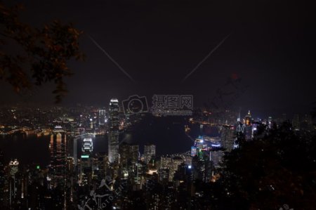 香港的夜景全景