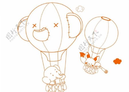 硅藻泥花纹大象坐热气球
