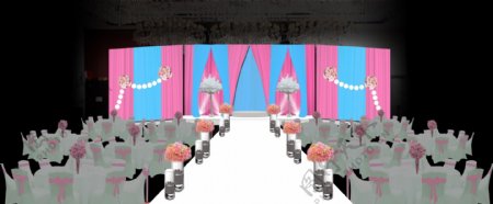 粉蓝婚礼场景布置效果图