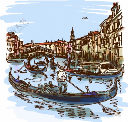 威尼斯水乡彩绘