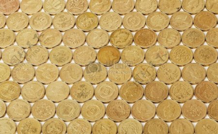 排列整齐的金色硬币