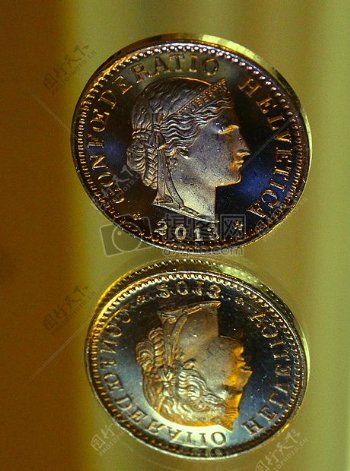 钱硬币二十生丁Confderatia海尔维瑞士镜像