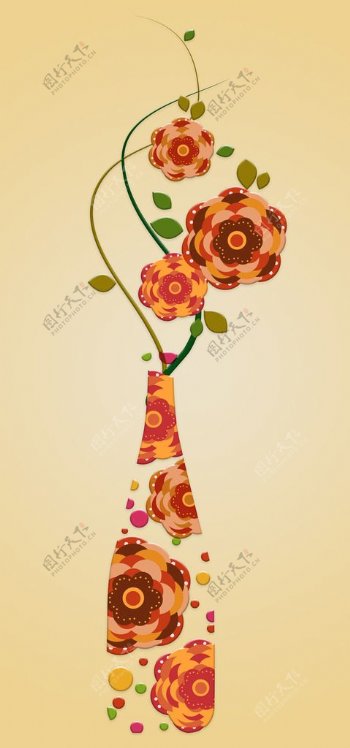 创意时尚花卉花瓶装饰画画芯